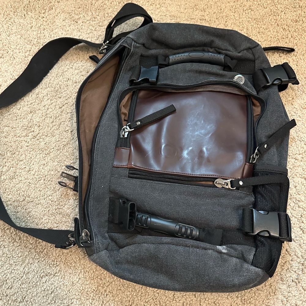 Stylish Gray and Brown duffel bag and backpack
